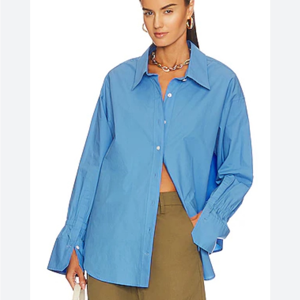 Revolve A.L.C Monica Oversized Poplin Shirt blue size 6